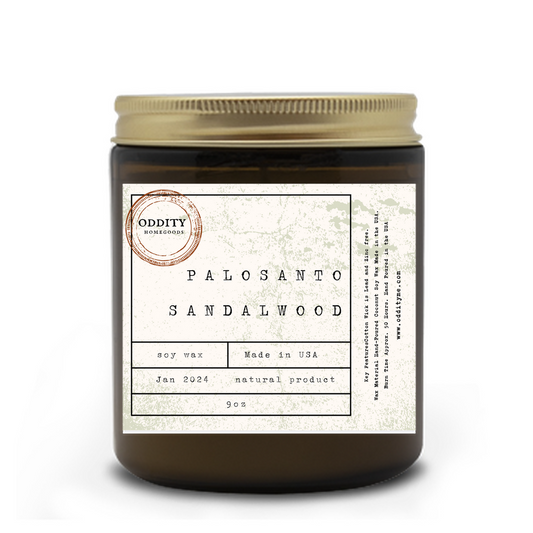 Palo Santo and Sandalwood Aromatherapy Candle | 9 oz. Harmonize Your Space with Natural Energizing Scents
