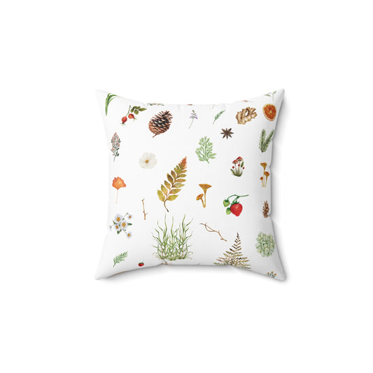 Botanical Illustration Square Pillow | Faux Suede Square Plant  Pillow