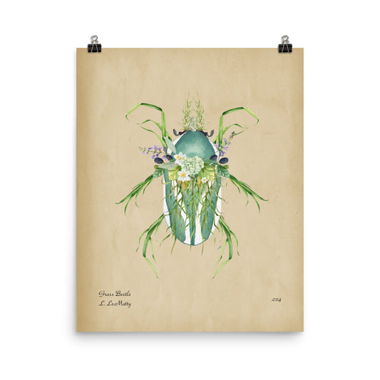 Grass Beetle Print | Museum-Quality Posters on Thick Matte Paper | Brighten Your Space with Maine Artist Print