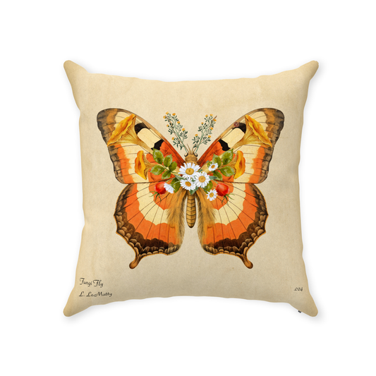 Double Sided Botanical Insect Pillow |  Throw Pillows with Original Printed Artwork by Maine Artist Lauren LeMatty